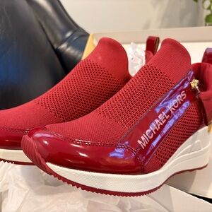 Michael Kors Red Wedge High Top Sneakers